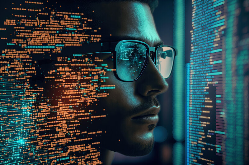 Artificial intelligence image of a man with glasses