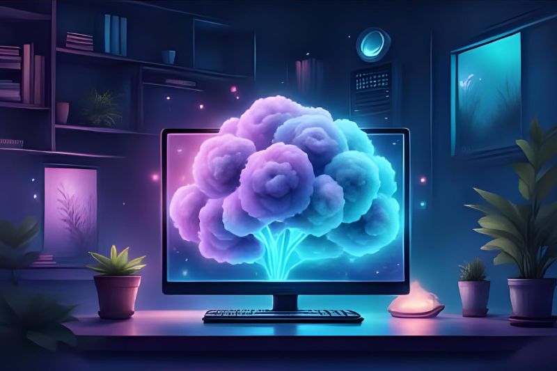 Cloud of clusters in office.