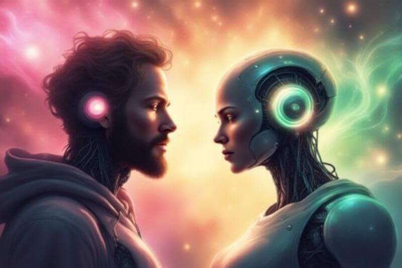 Human vs AI robot
