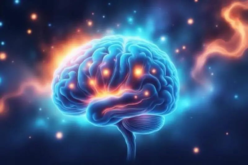 Brain concept, blue and orange accent colours